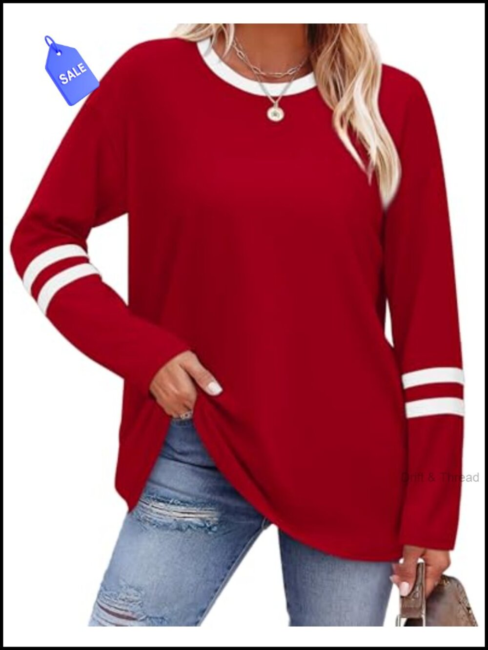 Long Sleeve Crew Neck T-Shirt Polyester Rayon Spandex Casual Top Fall Work